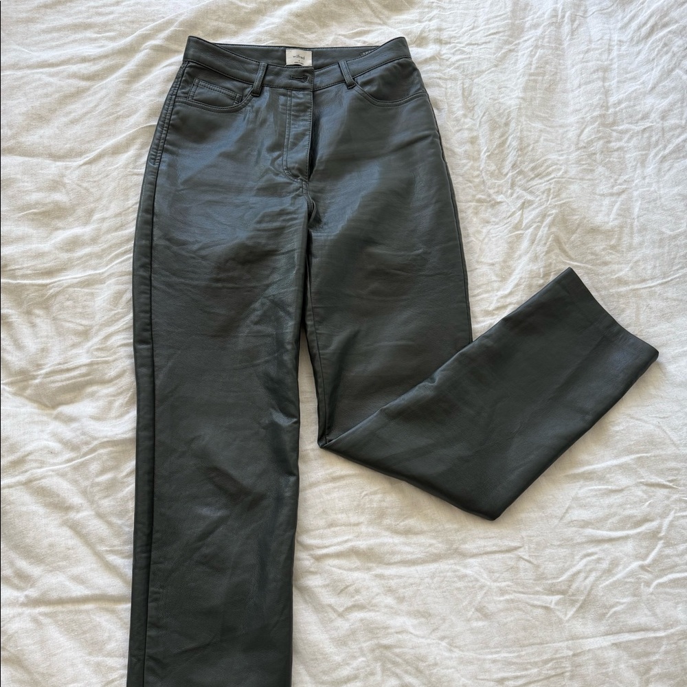Aritzia The Melina Faux Leather Forest Green Pant